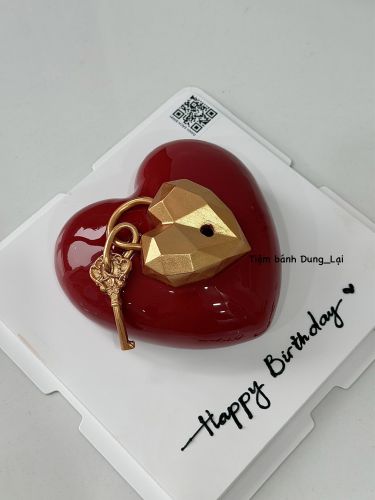 Bánh entremet tim tráng gương ổ khoá tim - Entremet tráng gương