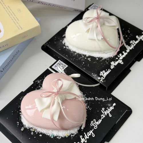 Bánh entremet tim nơ  tráng gương - Entremet tráng gương