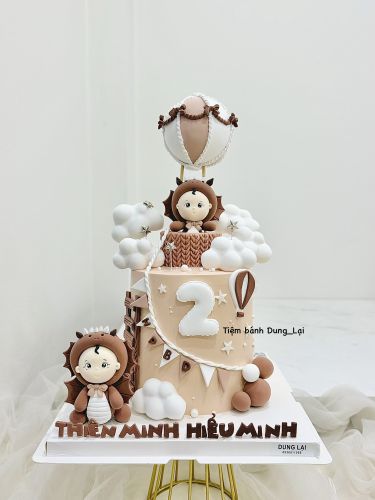 Bánh bé trai tuổi rồng tone nâu bé sz 16 cao - Bé trai