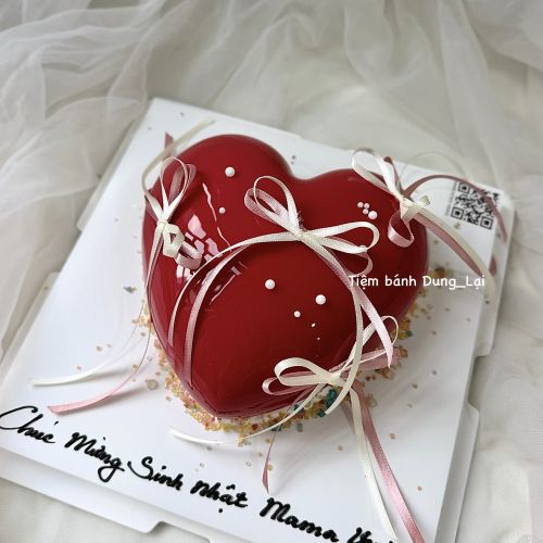 Bánh entremet tim đỏ nơ - Bé gái