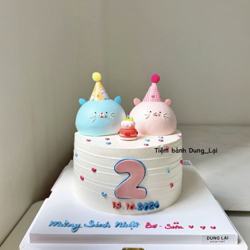Bánh tạo hình 2 bé mèo sz 18 - Tạo hình