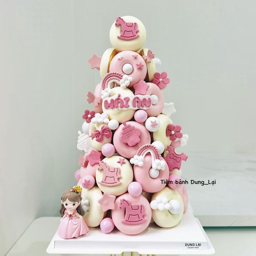 Tháp donut 30b tone hồng - Tháp Donut